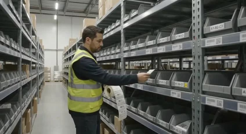 High density inventory storage rack tags with universal product barcode matrix lines