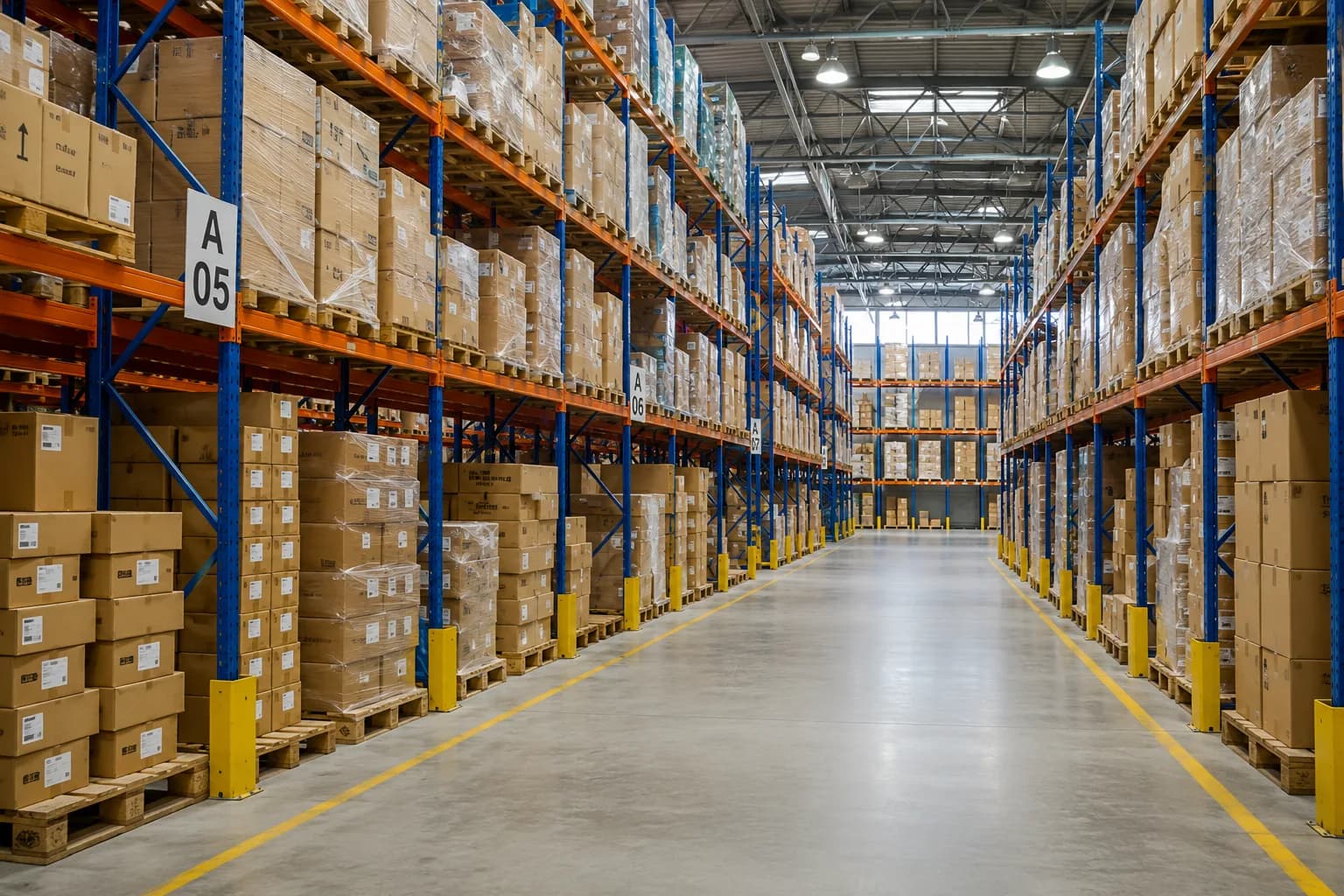 Warehouse isolated rows inventory illustration