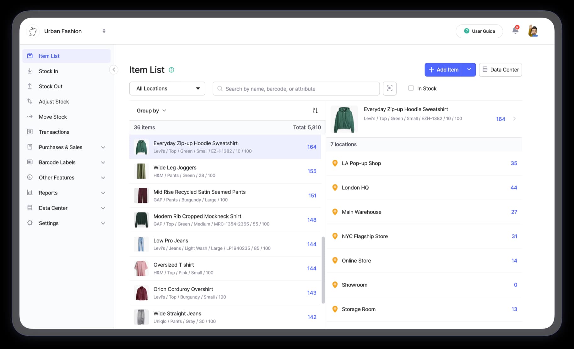 AbayStock inventory dashboard preview